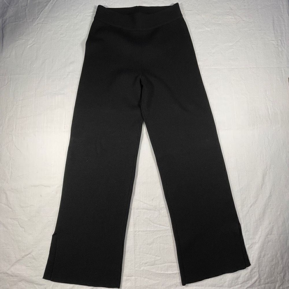 L'Academie Black Kaden Knit High Rise Straight Split Hem Pull On Pant Size Large